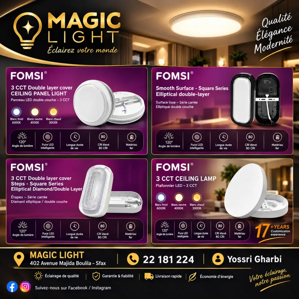 FOMSI panneaux LED 3 CCT