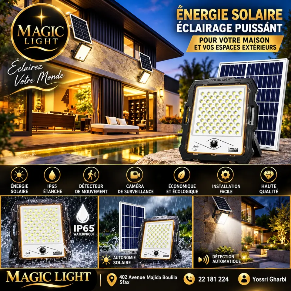 Projecteur solaire avec caméra